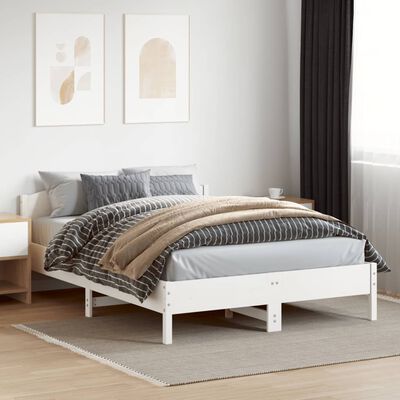 vidaXL Estructura de cama sin colchón madera de pino blanca 120x200 cm