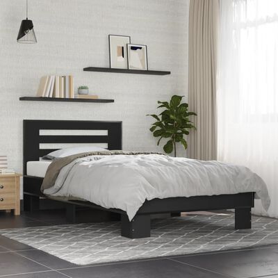 vidaXL Estructura de cama madera de ingeniería y metal negra 75x190 cm