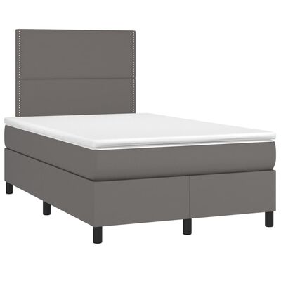 vidaXL Cama box spring con colchón LED cuero sintético gris 120x190 cm