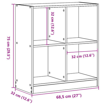 vidaXL Estantería madera de ingeniería gris hormigón 68,5x32x75 cm