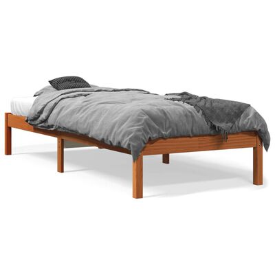 vidaXL Estructura de cama sin colchón madera maciza marrón 75x190 cm