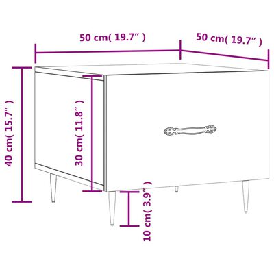 vidaXL Mesa de centro 2 uds madera ingeniería blanco brillo 50x50x40cm