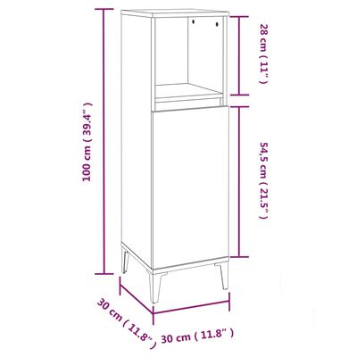 vidaXL Armario de baño madera contrachapada blanco 30x30x100 cm