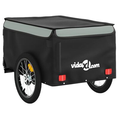 vidaXL Remolque para bicicleta hierro negro y gris 45 kg