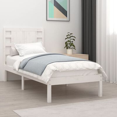 vidaXL Estructura de cama individual madera maciza blanco 90x190 cm