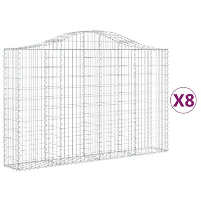 vidaXL Cestas de gaviones 8 uds forma de arco hierro 200x30x120/140 cm