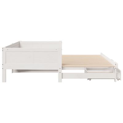 vidaXL Sofá cama nido con cajones madera maciza pino blanca 80x200 cm