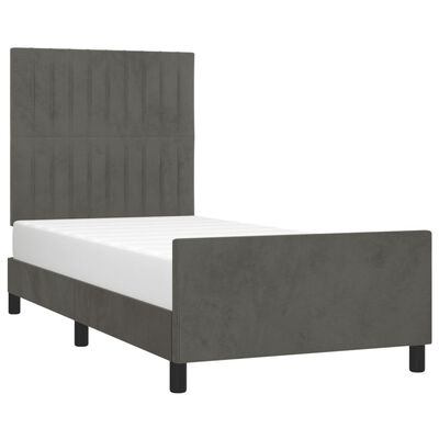 vidaXL Estructura cama con cabecero terciopelo gris oscuro 100x200 cm