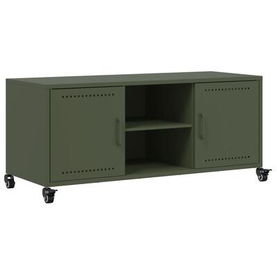 vidaXL Mueble de TV de acero verde oliva 100,5x39x43,5 cm