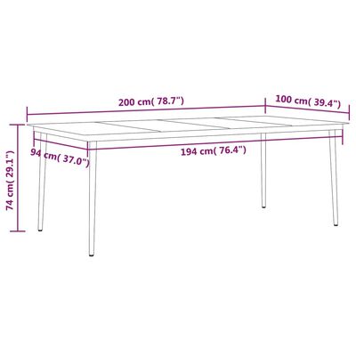 vidaXL Juego de comedor de jardín 9 piezas negro