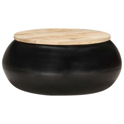 vidaXL Mesa de centro de madera maciza de mango negra 68x68x30 cm