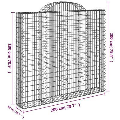 vidaXL Cestas gaviones 10 uds forma de arco hierro 200x50x180/200 cm