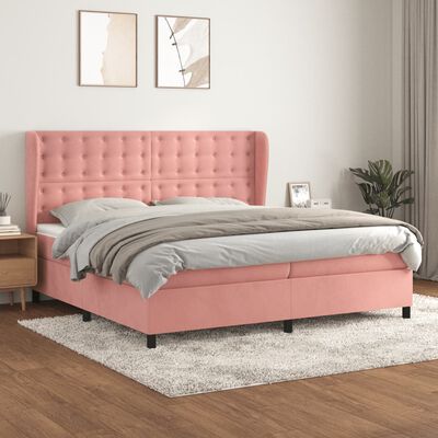 vidaXL Cama box spring con colchón terciopelo rosa 200x200 cm