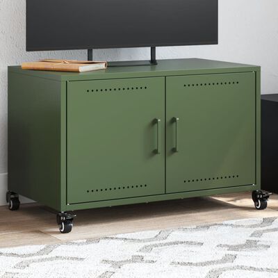 vidaXL Mueble de TV de acero verde oliva 68x39x43,5 cm