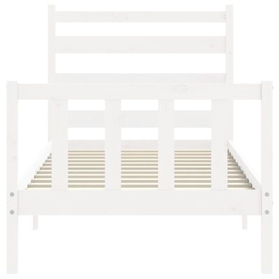 vidaXL Estructura de cama con cabecero madera maciza blanco 100x200 cm