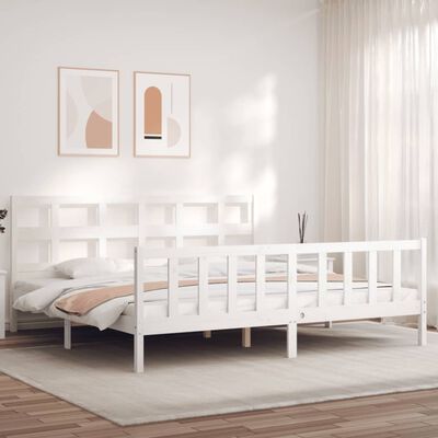 vidaXL Estructura de cama con cabecero madera maciza blanco 200x200 cm