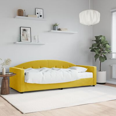 vidaXL Sofá cama con colchón terciopelo amarillo 80x200 cm