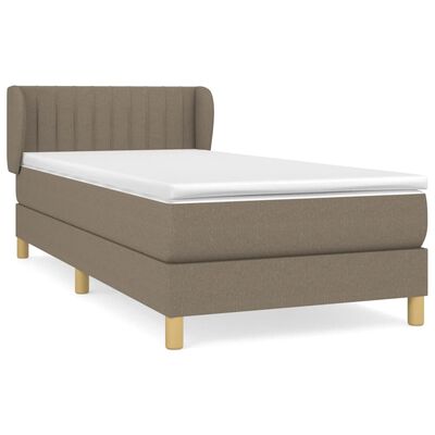 vidaXL Cama box spring con colchón tela gris taupe 90x200 cm