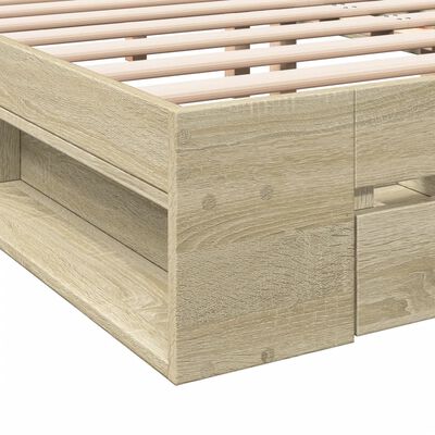 vidaXL Cama con cajones madera ingeniería roble Sonoma 180x200 cm