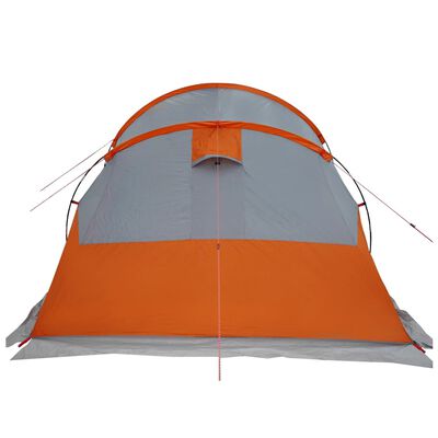 vidaXL Tienda de camping con túnel 4 personas impermeable gris naranja