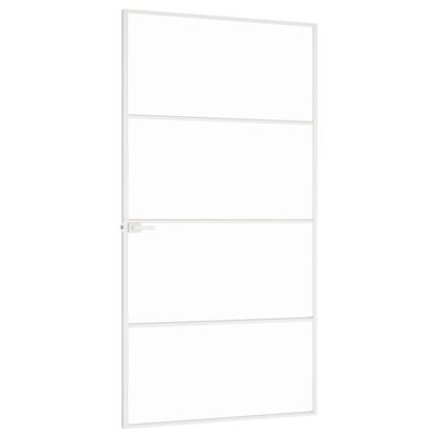 vidaXL Puerta interior vidrio templado y aluminio blanco 102x201,5 cm