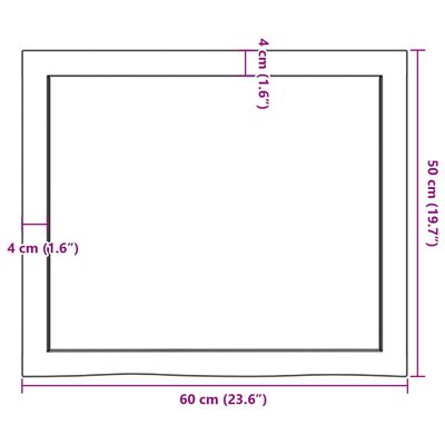 vidaXL Encimera de baño madera maciza sin tratar 60x50x(2-4) cm