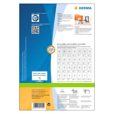 HERMA Etiquetas permanentes PREMIUM 100 hojas A4 70x25,4 mm
