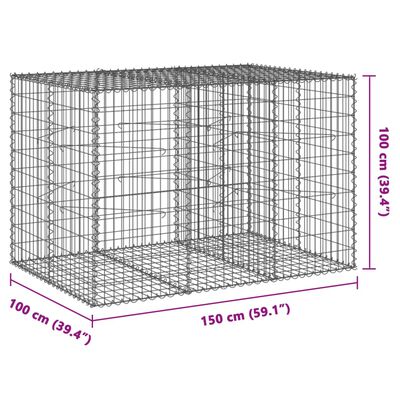 vidaXL Cesta de gaviones con cubierta hierro galvanizado 150x100x100cm