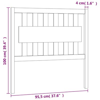 vidaXL Cabecero de cama madera maciza pino marrón miel 95,5x4x100 cm