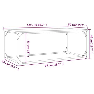 vidaXL Mesa de centro madera y hierro roble Sonoma 102x50x40 cm