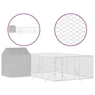 vidaXL Perrera de exterior con techo acero galvanizado plata 6x6x2,5 m