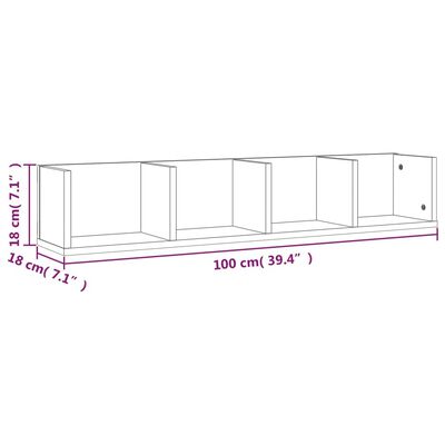 vidaXL Estante de pared para CD madera color roble ahumado 100x18x18cm