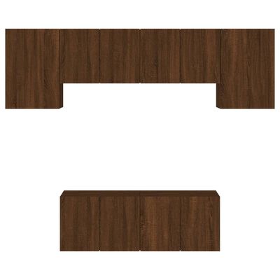 vidaXL Muebles de TV de pared 6 pzas madera de ingeniería marrón roble