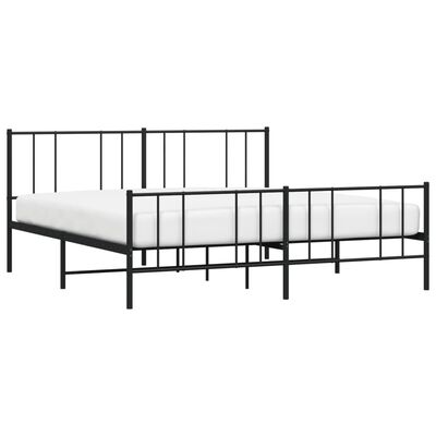 vidaXL Estructura cama sin colchón con estribo metal negro 180x200 cm