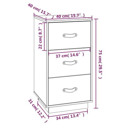 vidaXL Mesita de noche madera maciza de pino marrón miel 40x40x75 cm