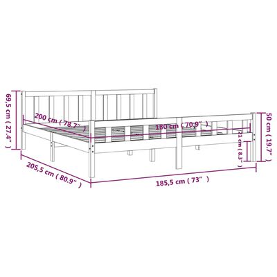 vidaXL Estructura de cama madera maciza blanco Supe King 180x200 cm