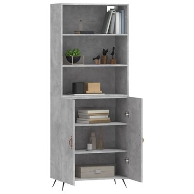 vidaXL Aparador alto madera contrachapada gris hormigón 69,5x34x180 cm