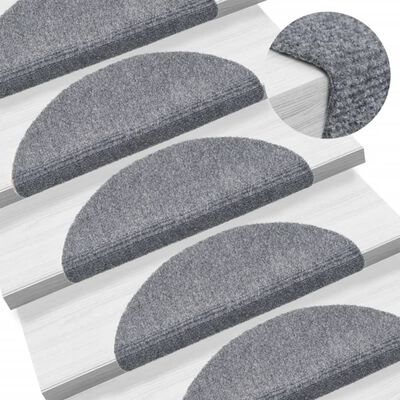 vidaXL Alfombrillas de escaleras autoadhesivas 5 uds gris 56x17x3 cm