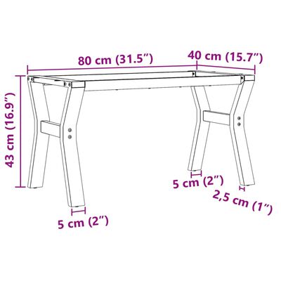 vidaXL Patas de mesa de centro estructura Y hierro fundido 80x40x43 cm