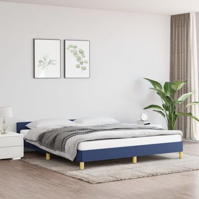 vidaXL Estructura de cama con cabecero sin colchón tela azul 180x200cm