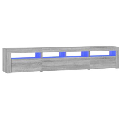 vidaXL Mueble de TV con luces LED gris Sonoma 210x35x40 cm