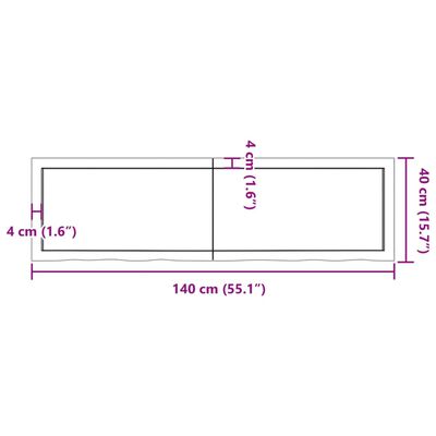 vidaXL Encimera de baño madera tratada marrón oscuro 140x40x(2-6) cm