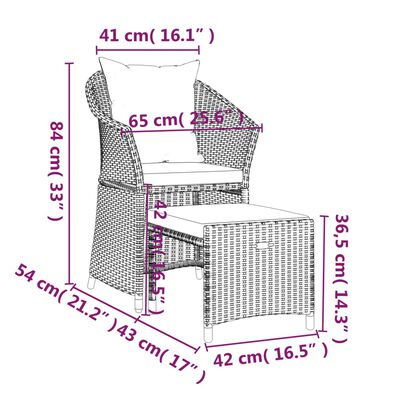 vidaXL Set de muebles de jardín 2 pzas cojines ratán sintético gris