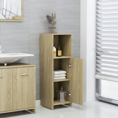 vidaXL Armario de baño madera contrachapada color roble 30x30x95 cm