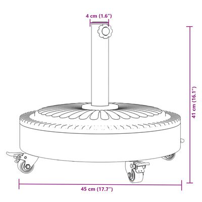 vidaXL Base sombrilla redonda ruedas para mástiles Ø38 / 48 mm 27 kg