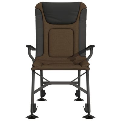 vidaXL Silla de pesca con reposabrazos plegable taupe