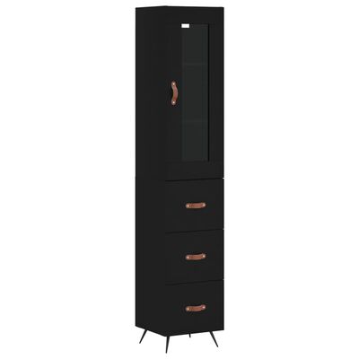 vidaXL Aparador de madera contrachapada negro 34,5x34x180 cm