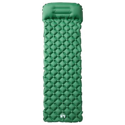 vidaXL Colchón de camping inflable con almohada 1 persona verde