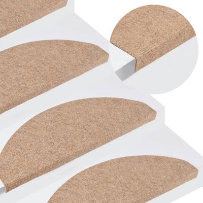 vidaXL Alfombrilla autoadhesiva de escalera 15 uds beige 65x22,5x3,5cm