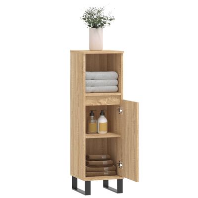 vidaXL Armario de baño madera contrachapada roble Sonoma 30x30x100 cm